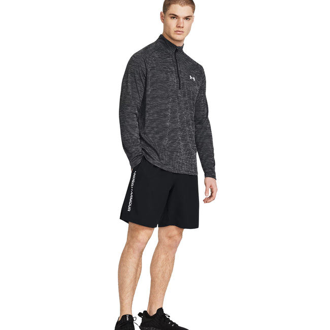 Black - Side - Under Armour Mens Technical Wordmark Woven Shorts