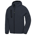 Navy - Front - Result Genuine Recycled Mens 3 Layer Hooded Soft Shell Jacket