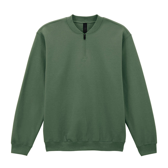 Military Green - Front - Gildan Unisex Adult Softstyle Midweight Quarter Zip Sweatshirt