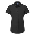 Black - Front - Premier Womens-Ladies Supreme Oxford Short-Sleeved Formal Shirt