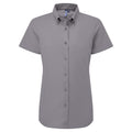 Steel Grey - Front - Premier Womens-Ladies Supreme Oxford Short-Sleeved Formal Shirt