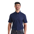 Navy - Back - Premier Mens Supreme Oxford Short-Sleeved Formal Shirt