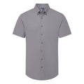 Steel Grey - Front - Premier Mens Supreme Oxford Short-Sleeved Formal Shirt