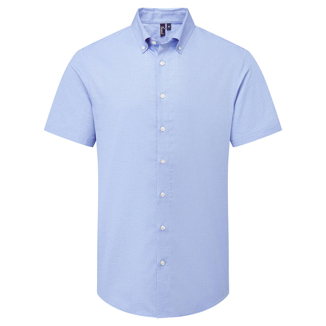 Oxford Blue - Front - Premier Mens Supreme Oxford Short-Sleeved Formal Shirt