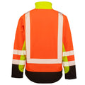 Fluorescent Yellow-Fluorescent Orange-Black - Back - Result Genuine Recycled Mens 3 Tone 3 Layer Safety Soft Shell Jacket