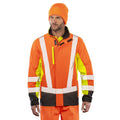 Fluorescent Yellow-Fluorescent Orange-Black - Side - Result Genuine Recycled Mens 3 Tone 3 Layer Safety Soft Shell Jacket