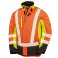 Fluorescent Yellow-Fluorescent Orange-Black - Front - Result Genuine Recycled Mens 3 Tone 3 Layer Safety Soft Shell Jacket