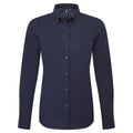 Navy - Front - Premier Womens-Ladies Supreme Oxford Long-Sleeved Shirt