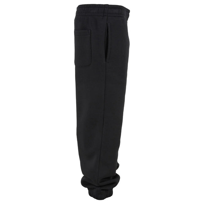 Black - Side - Build Your Brand Childrens-Kids Fluffy Sweatpants