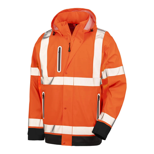 Fluorescent Orange-Black - Front - Result Genuine Recycled Unisex Adult Prism Heavy Duty Hi-Vis Vest