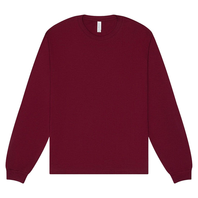 Maroon - Front - Bella + Canvas Unisex Adult Heavyweight Boxy Long-Sleeved T-Shirt