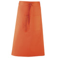 Orange - Front - Premier Unisex Colours Bar Apron - Workwear (Long Continental Style)