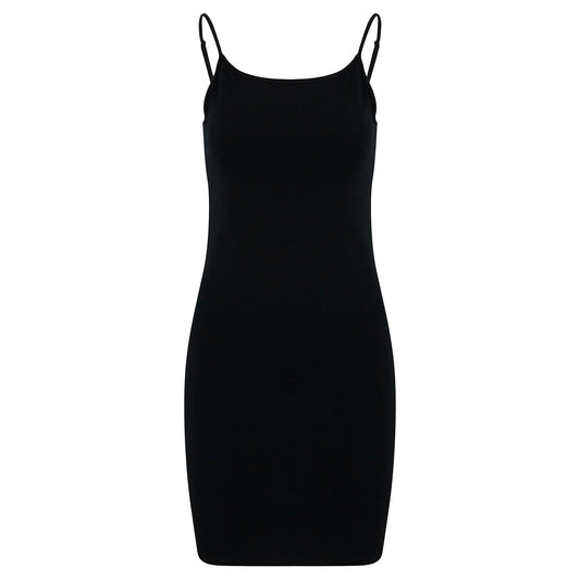 Black - Front - Build Your Brand Womens-Ladies Jersey Stretch Slim Dress
