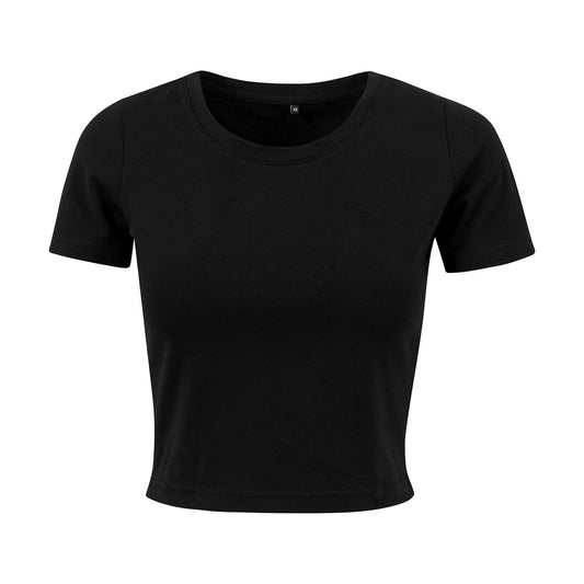Black - Front - New Morning Studios Womens-Ladies Crop T-Shirt