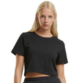 Black - Side - New Morning Studios Womens-Ladies Crop T-Shirt