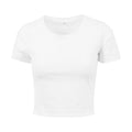 White - Front - New Morning Studios Womens-Ladies Crop T-Shirt