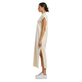 White Sand - Side - Build Your Brand Womens-Ladies Extended Shoulder Long Midi Dress