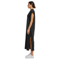 Black - Side - Build Your Brand Womens-Ladies Extended Shoulder Long Midi Dress
