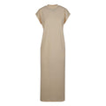 White Sand - Front - Build Your Brand Womens-Ladies Extended Shoulder Long Midi Dress