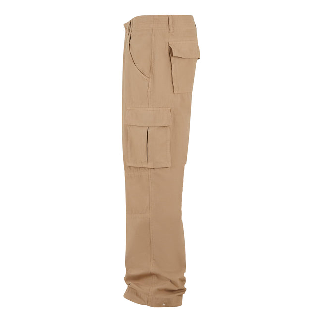 Beige - Side - Build Your Brand Mens Classic Cargo Trousers