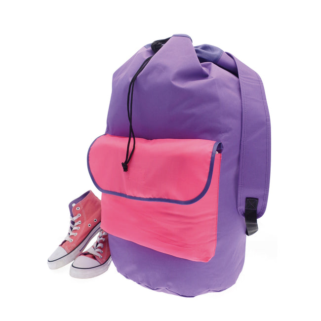 Purple - Front - H&L Colour Block Laundry Bag