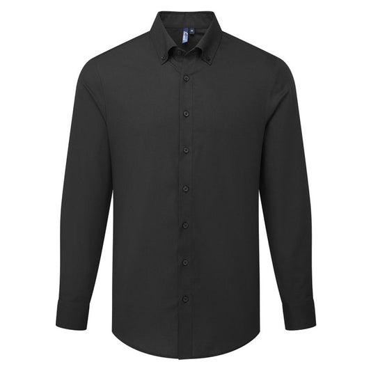Black - Front - Premier Mens Supreme Oxford Long-Sleeved Shirt