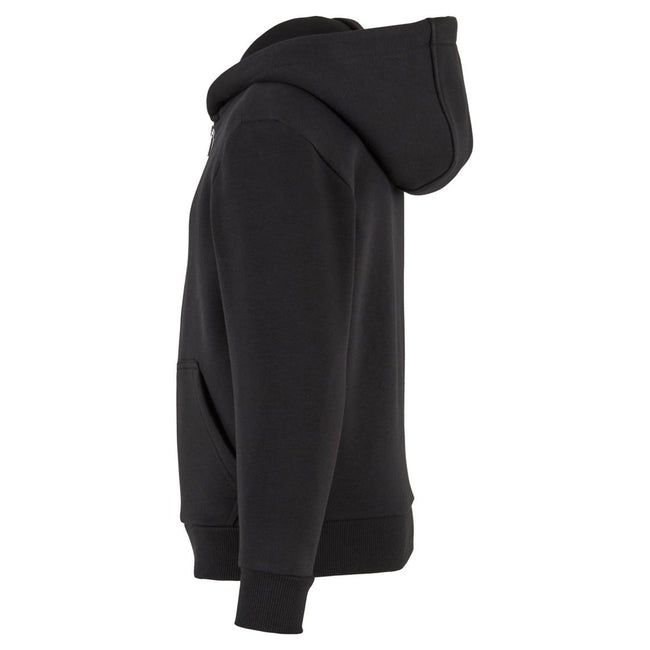 Black - Lifestyle - Build Your Brand Childrens-Kids Fluffy Full Zip Hoodie