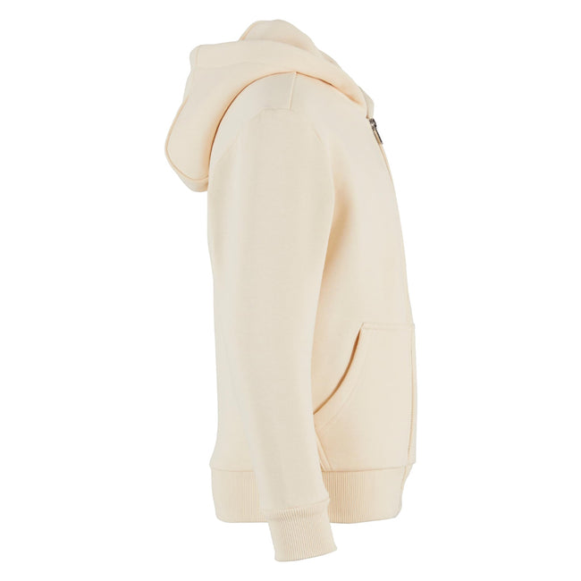 White Sand - Side - Build Your Brand Childrens-Kids Fluffy Full Zip Hoodie