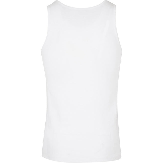 White - Back - Build Your Brand Mens Plain Tank Top