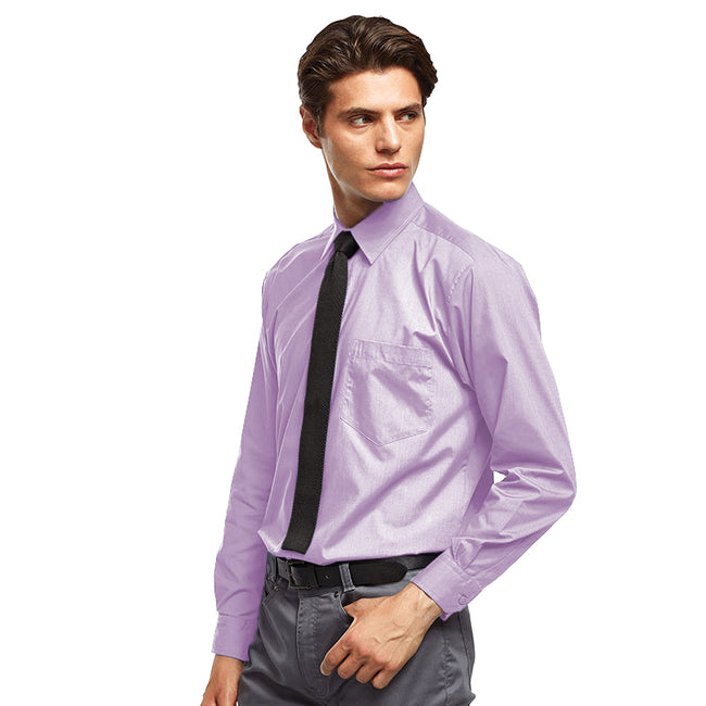 Lilac - Back - Premier Mens Premier Poplin Long-Sleeved Formal Shirt