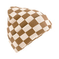 Biscuit-Almond - Front - Beechfield Checkerboard Beanie