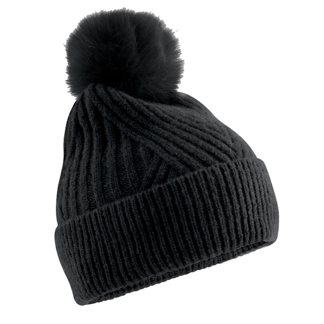 Black - Back - Beechfield Snow Luxe Beanie
