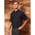 Black - Lifestyle - Premier Mens “Roll Sleeve” Poplin Plain Work Shirt