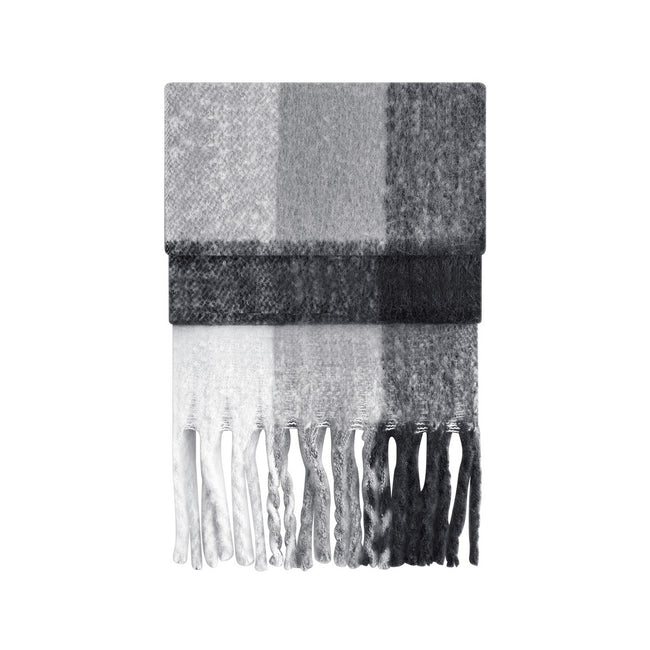 Grey - Front - Beechfield Unisex Adult Checked Fluffy Scarf