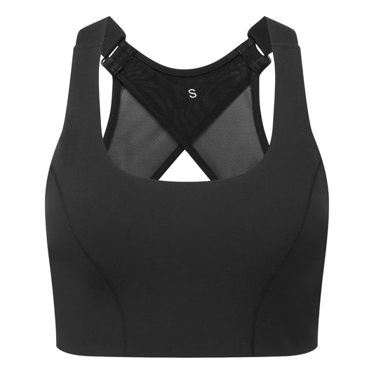 Black - Front - TriDri Womens-Ladies High-Impact Recycled Sports Bra