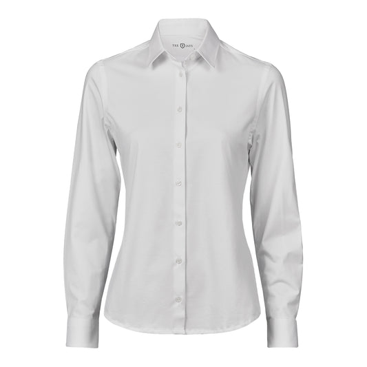 White - Front - Tee Jays Womens-Ladies Stretch Shirt