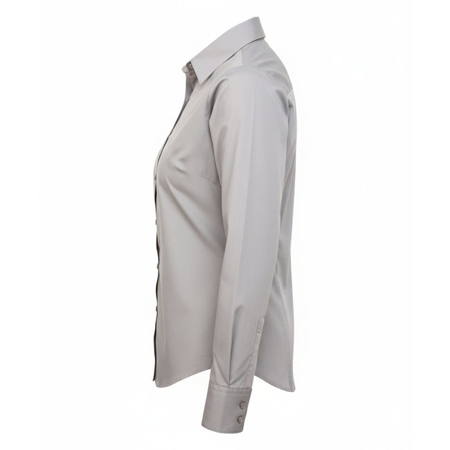 Silver - Lifestyle - Premier Womens-Ladies Poplin Long-Sleeved Blouse