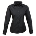Black - Front - Premier Womens-Ladies Poplin Long-Sleeved Blouse