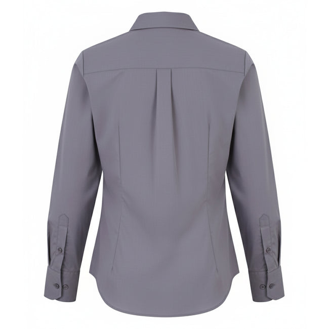 Steel - Back - Premier Womens-Ladies Poplin Long-Sleeved Blouse