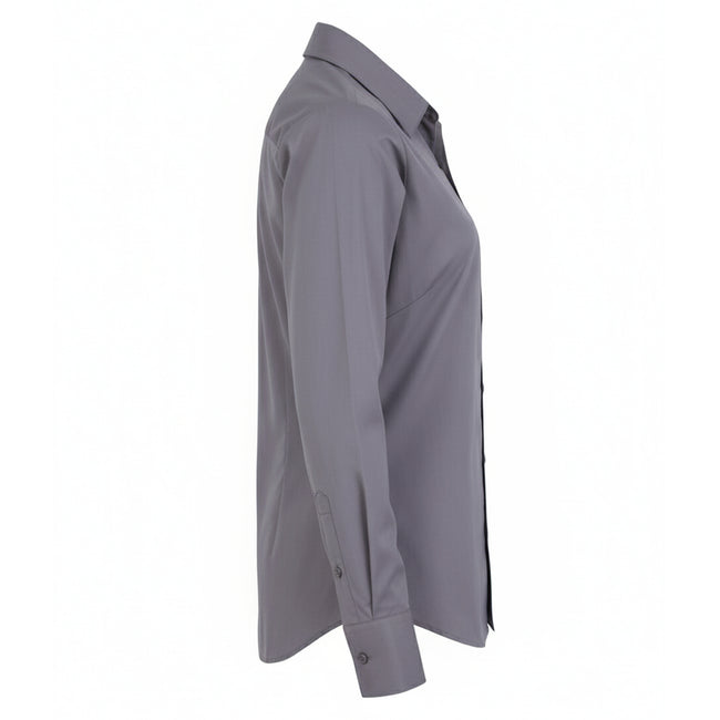 Steel - Side - Premier Womens-Ladies Poplin Long-Sleeved Blouse