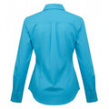 Turquoise - Back - Premier Womens-Ladies Poplin Long-Sleeved Blouse