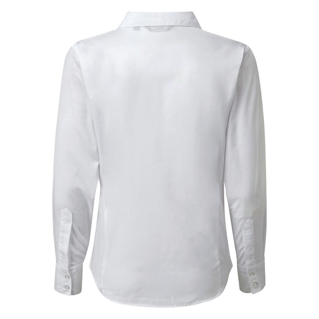 White - Back - Premier Womens-Ladies Poplin Long-Sleeved Blouse