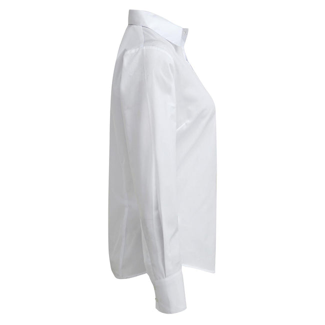 White - Side - Premier Womens-Ladies Poplin Long-Sleeved Blouse