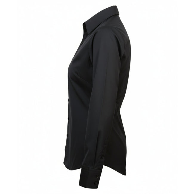Black - Lifestyle - Premier Womens-Ladies Poplin Long-Sleeved Blouse