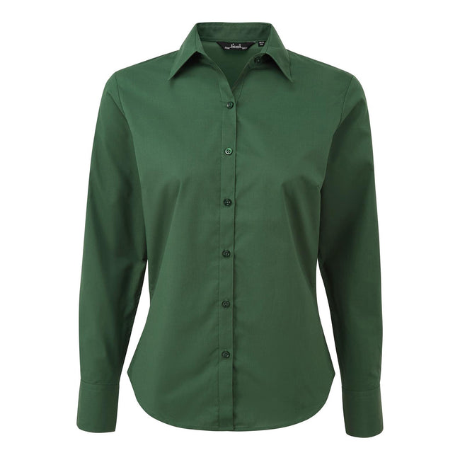 Bottle - Front - Premier Womens-Ladies Poplin Long-Sleeved Blouse