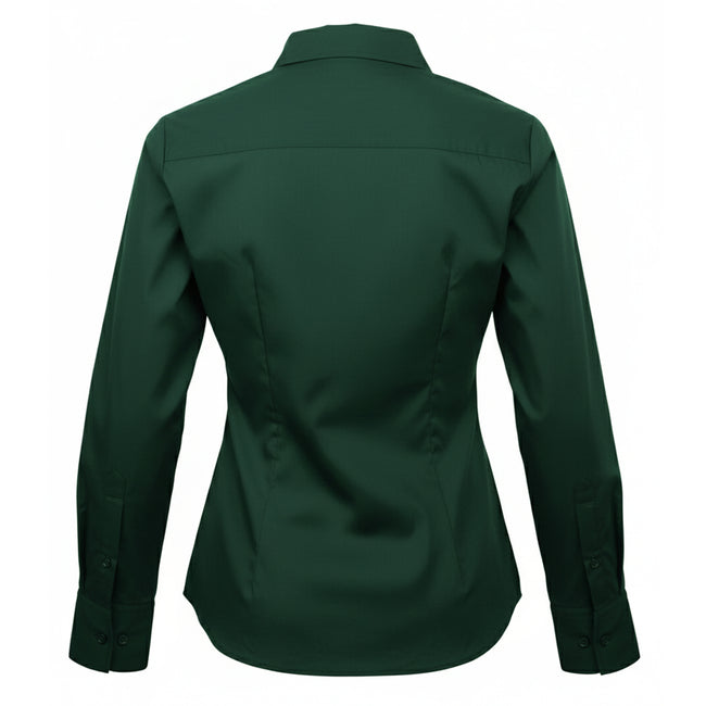 Bottle - Back - Premier Womens-Ladies Poplin Long-Sleeved Blouse