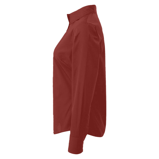 Burgundy - Lifestyle - Premier Womens-Ladies Poplin Long-Sleeved Blouse