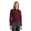 Burgundy - Pack Shot - Premier Womens-Ladies Poplin Long-Sleeved Blouse