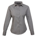 Dark Grey - Front - Premier Womens-Ladies Poplin Long-Sleeved Blouse