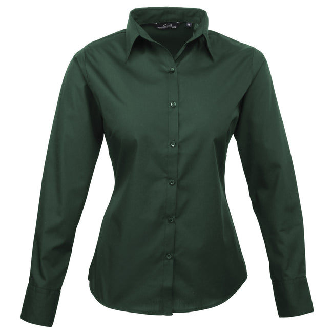 Bottle - Front - Premier Womens-Ladies Poplin Long-Sleeved Blouse